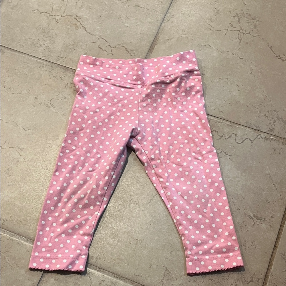 Mini Boden Pink and White Polka Dot Leggings